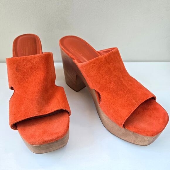 Charlotte Stone NEW Nina Clogs Orange Suede Wedge Slides Womens Size US 9 NWOB - Picture 6 of 15